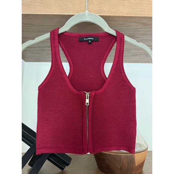 Olivaceous Zip Front, Ribbed Crop Top - Picture 2 of 5